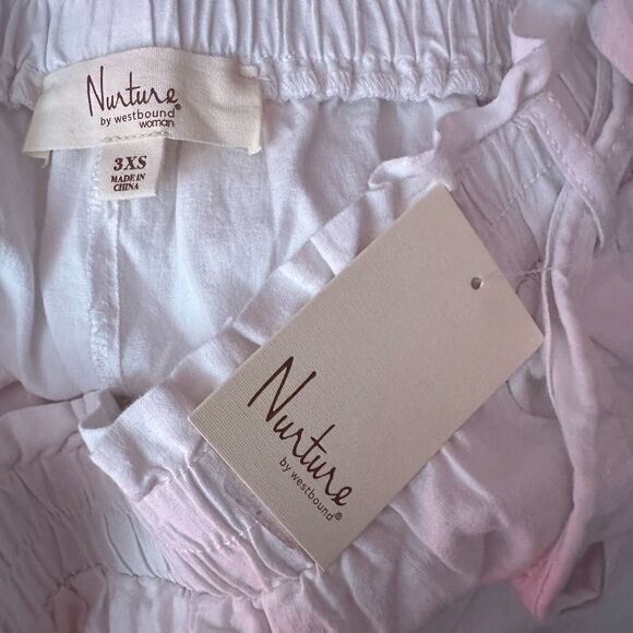 NWT Westbound Linen Blend Pull On Pants Women 3XS Smocked Elastic Waist Wide Leg - Picture 8 of 10